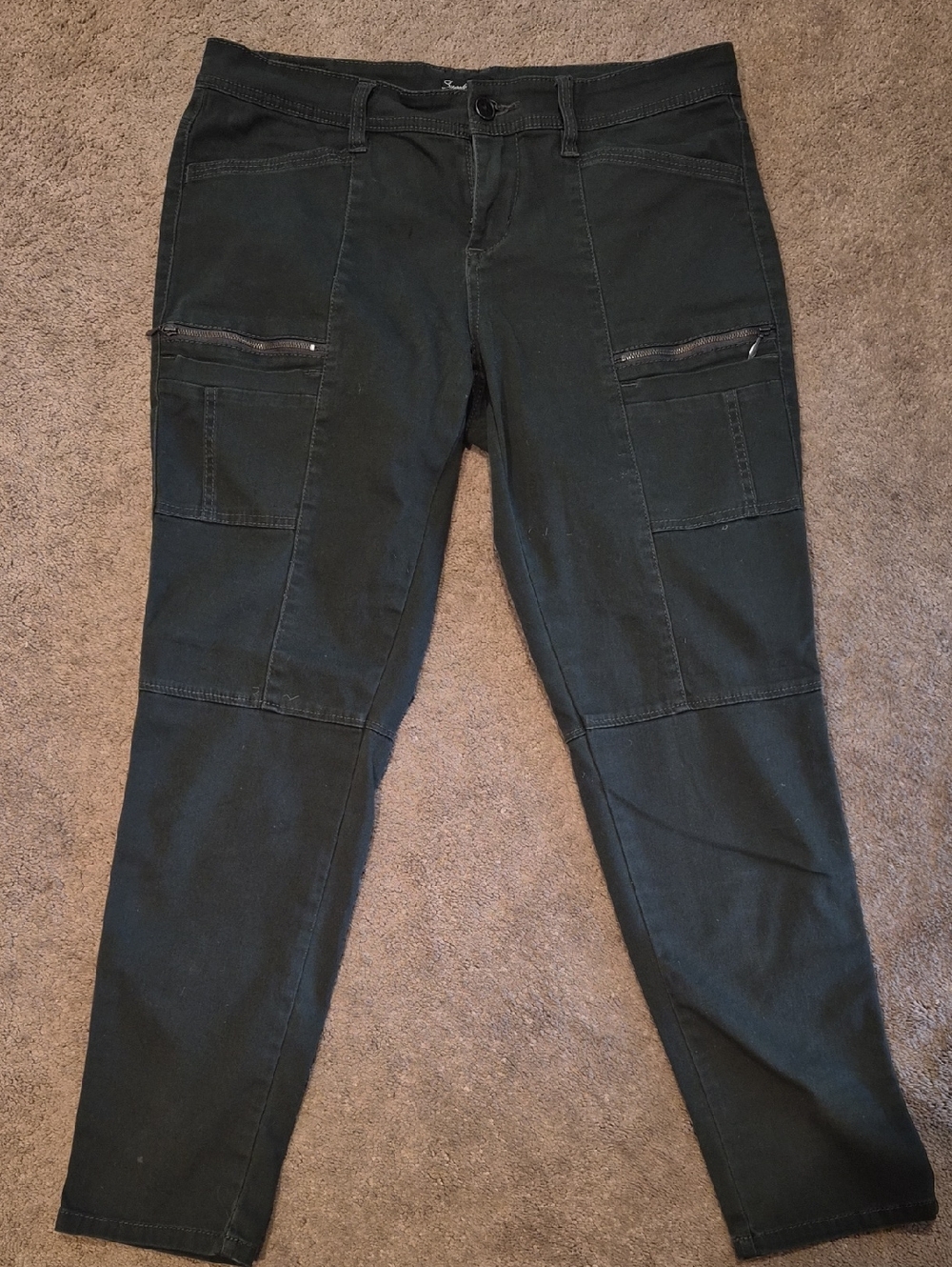 Olive Cargo Zip Pocket Pants